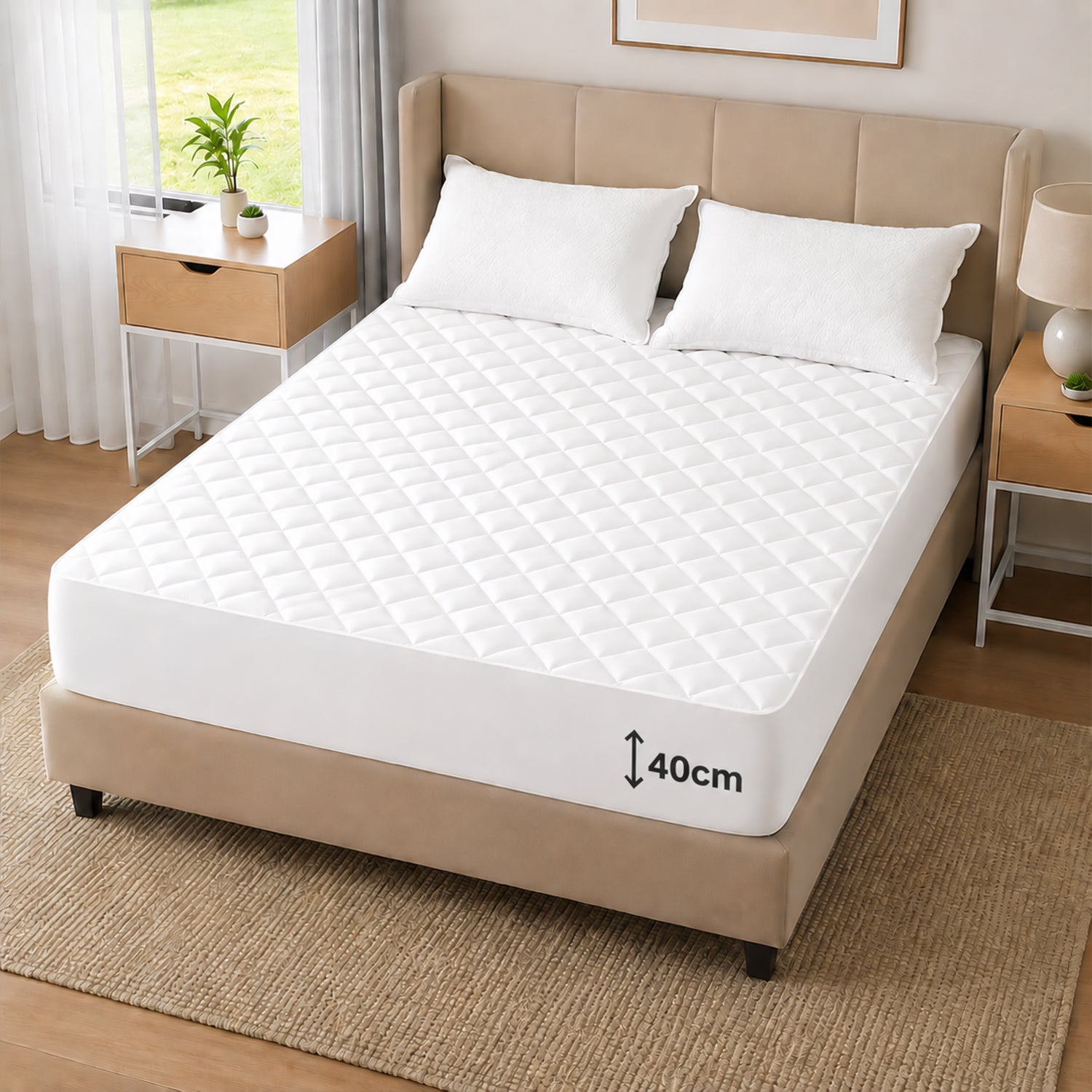 Extra Deep Mattress Protector Cover 40cm Elasticated Fitted Mattress Cover