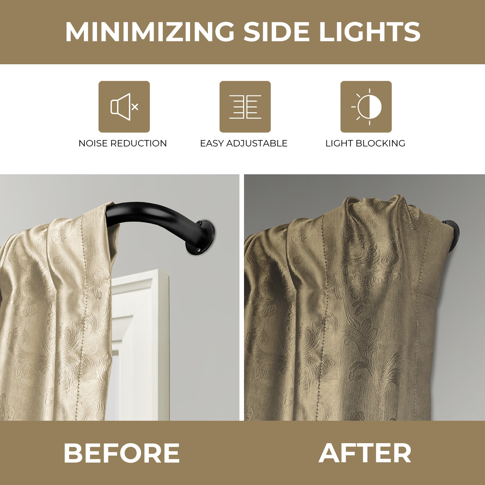 Extendable Room Darkening Blackout Curtain Pole