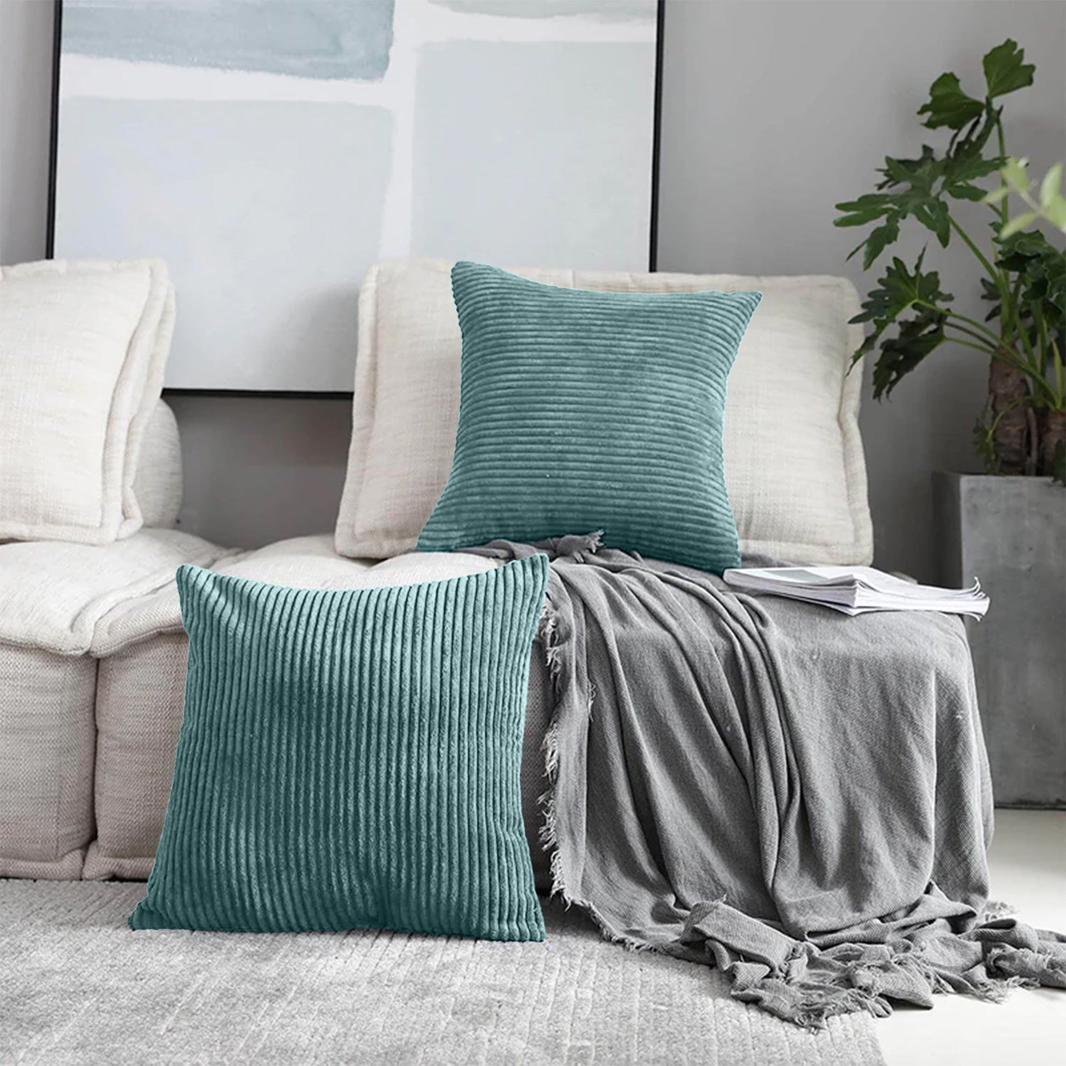 Striped Velvet Cushion Cover Soft Ribbed Luxury for Modern Homes