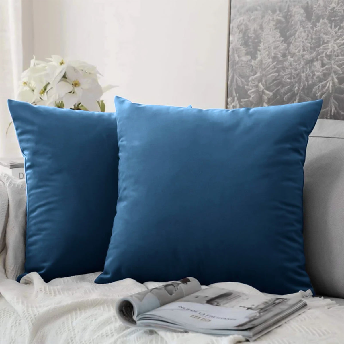 Plain Velvet Square Cushion Covers 45x45cm