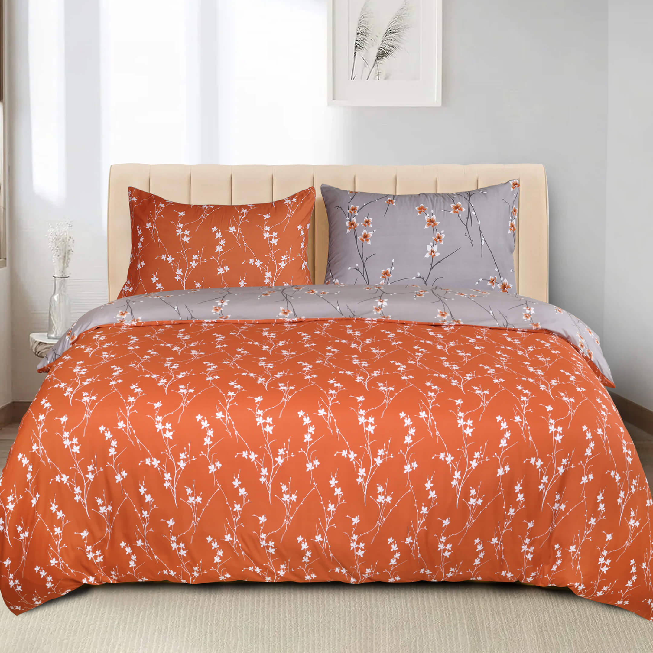 Printed Duvet Cover Rust Flower