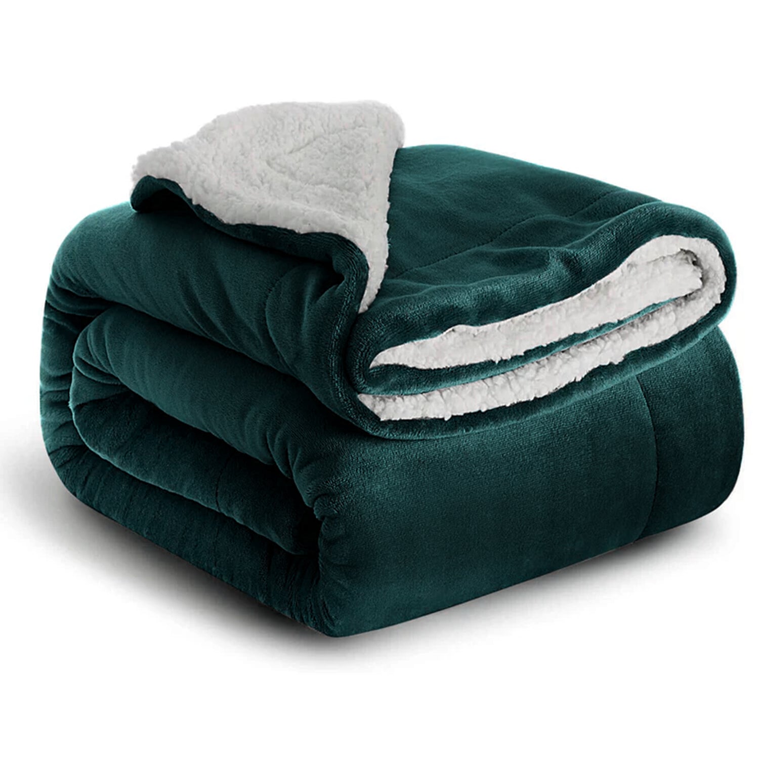 Emerald Green Sherpa Throw Blanket