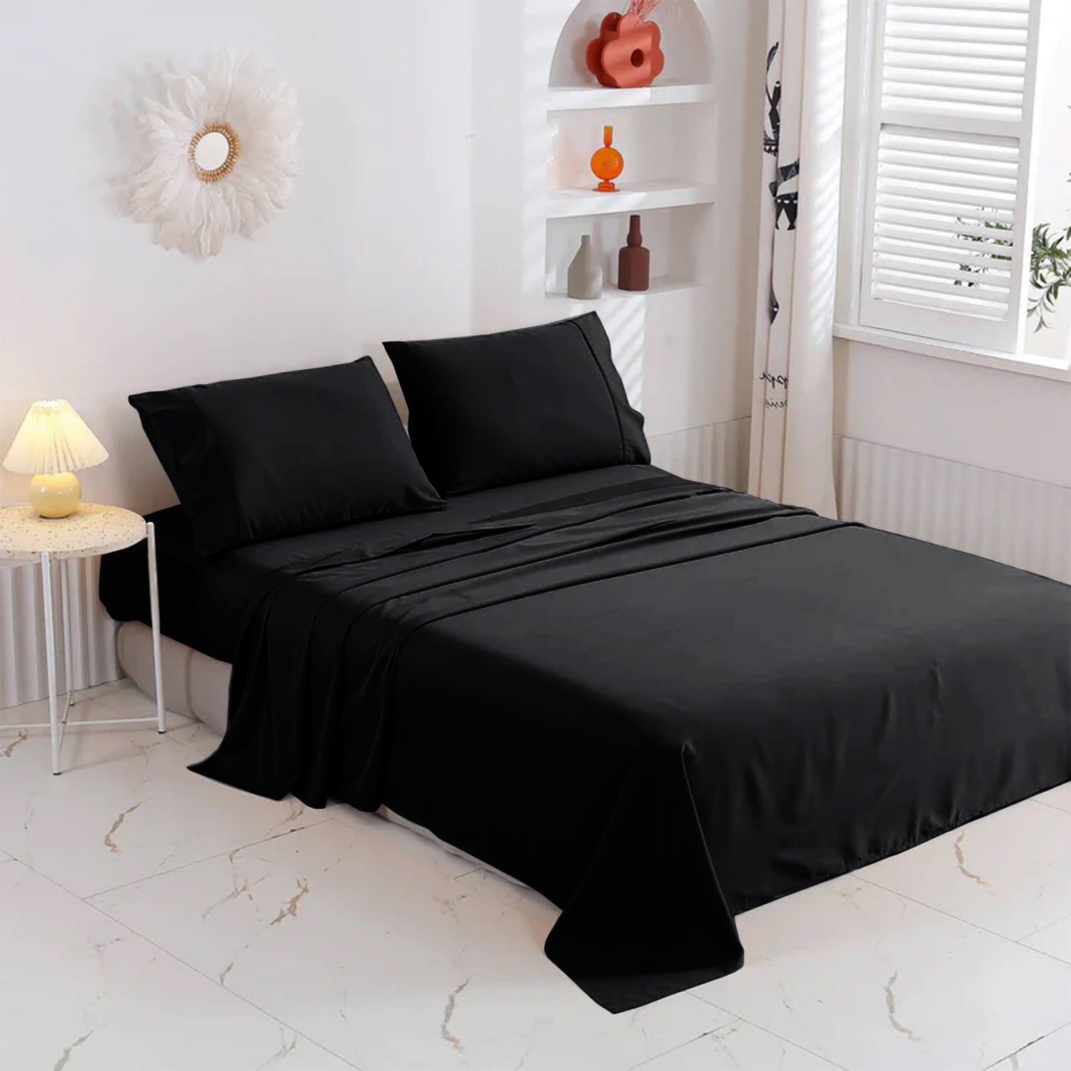 Black Egyptian Cotton Flat Bed Sheet