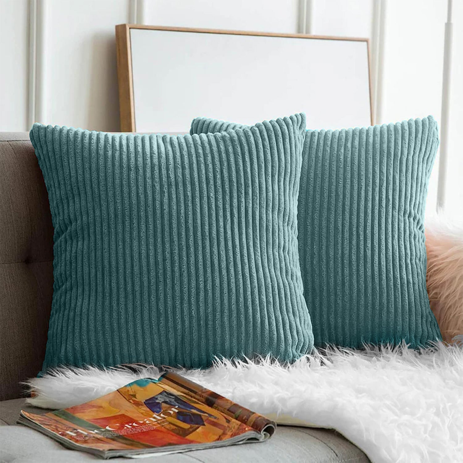 Striped Velvet Cushion Cover Soft Ribbed Luxury for Modern Homes