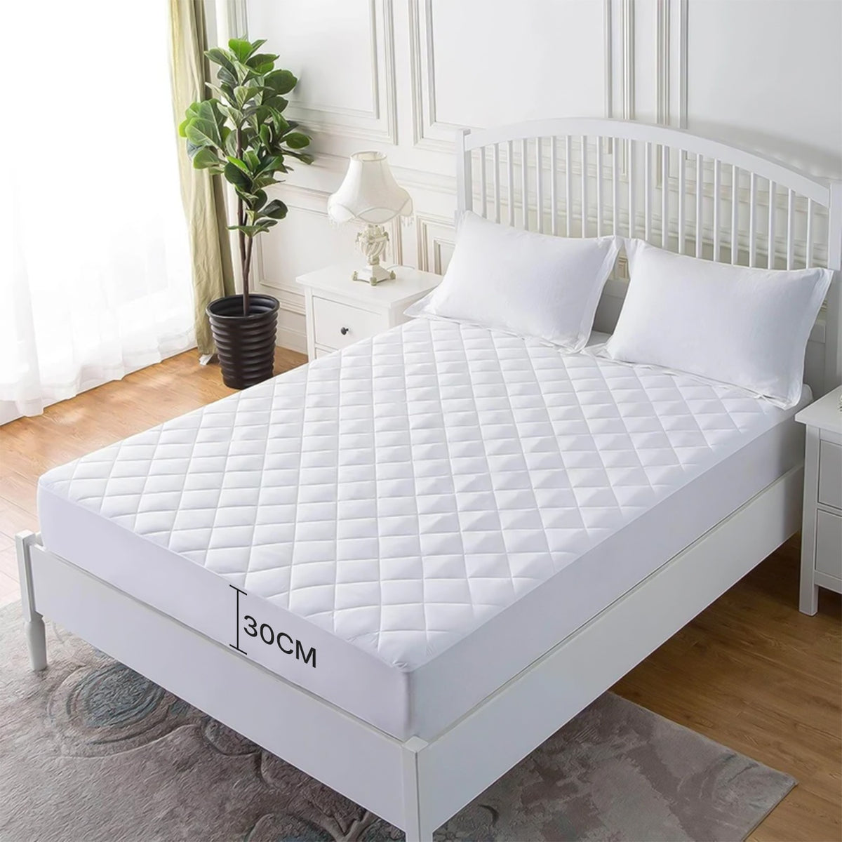 Quilted Mattress Protector with Deep Fitted Elastic – Soft Breathable Cover