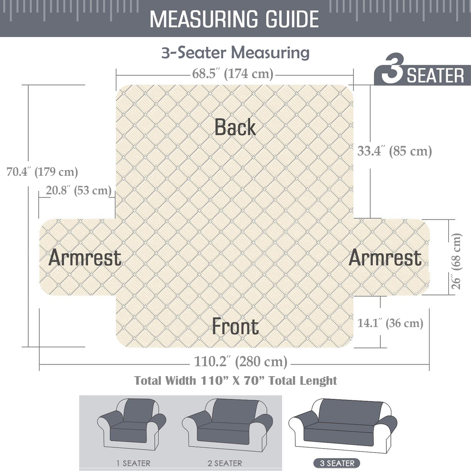 Burgundy / Beige Waterproof Sofa Cover