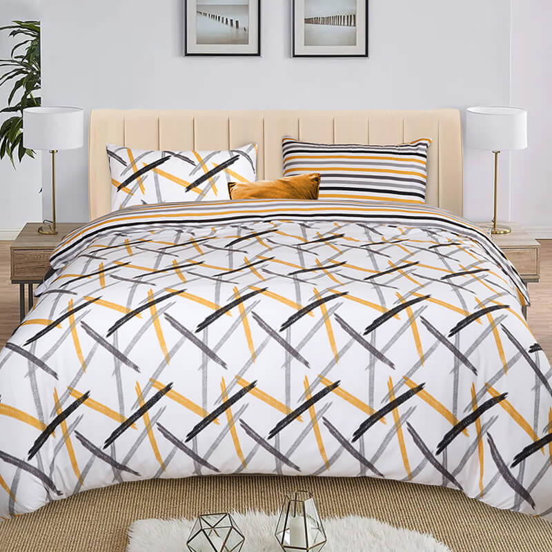 Printed Duvet Cover Ochre Stripe