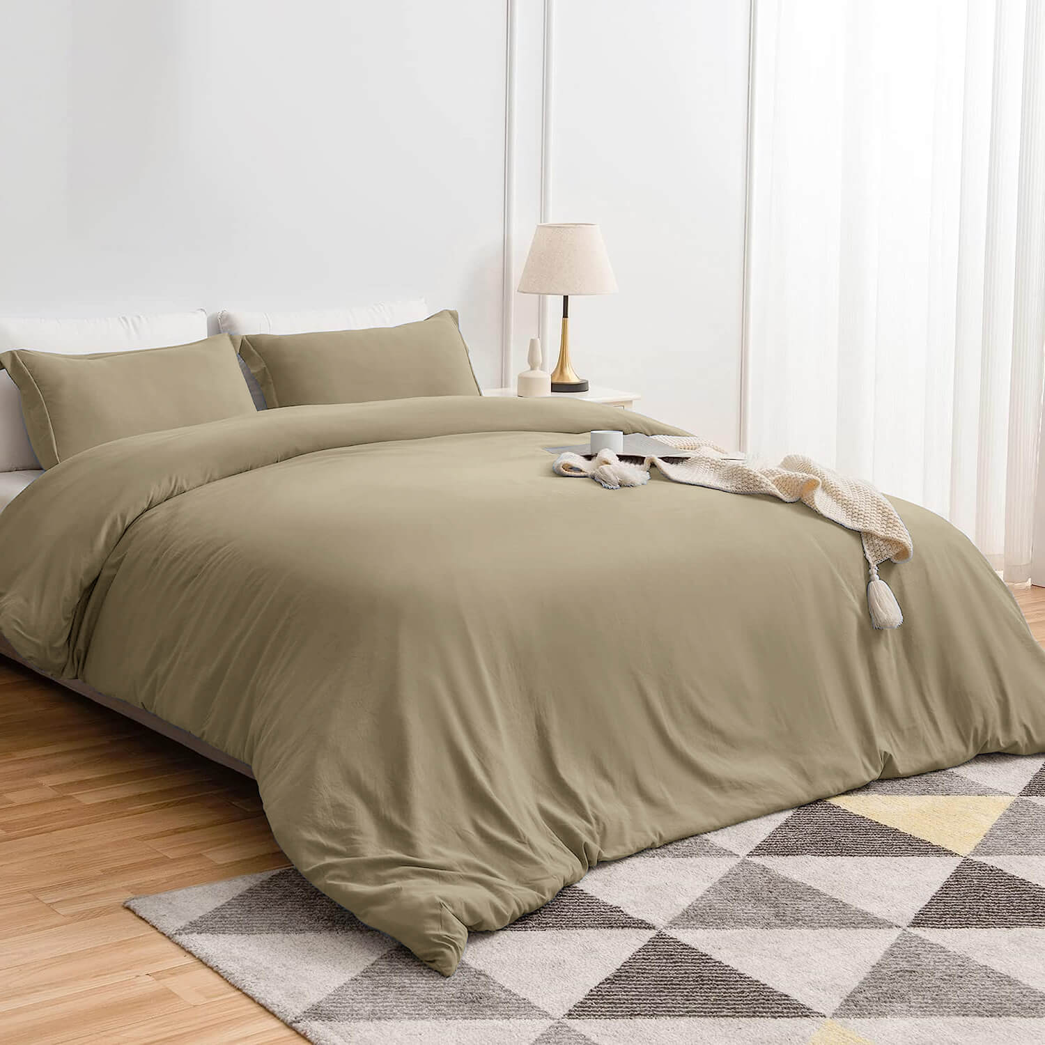 Plain Duvet Cover with Pillowcases Set