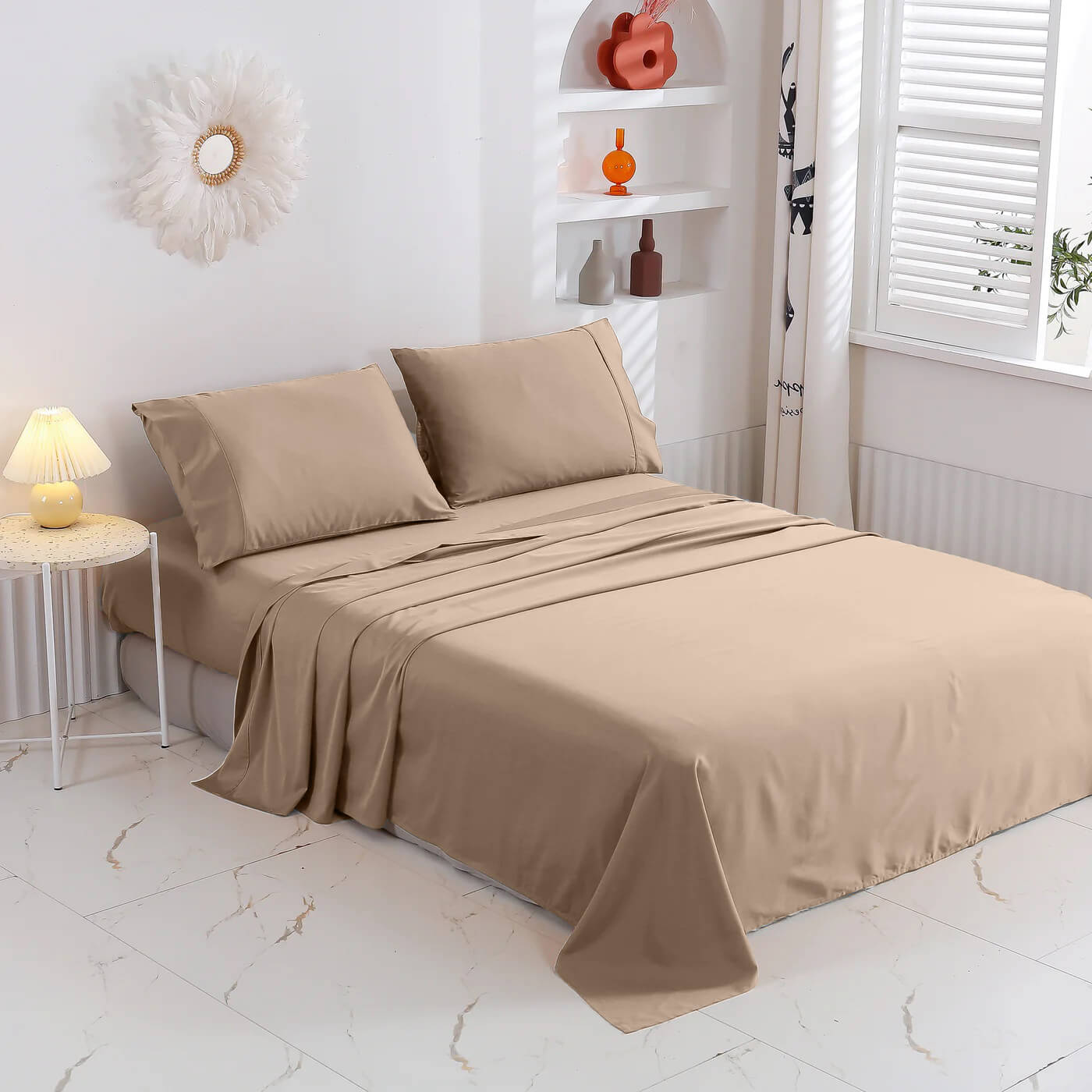 Flat Sheet Egyptian Cotton Bedsheet Beige