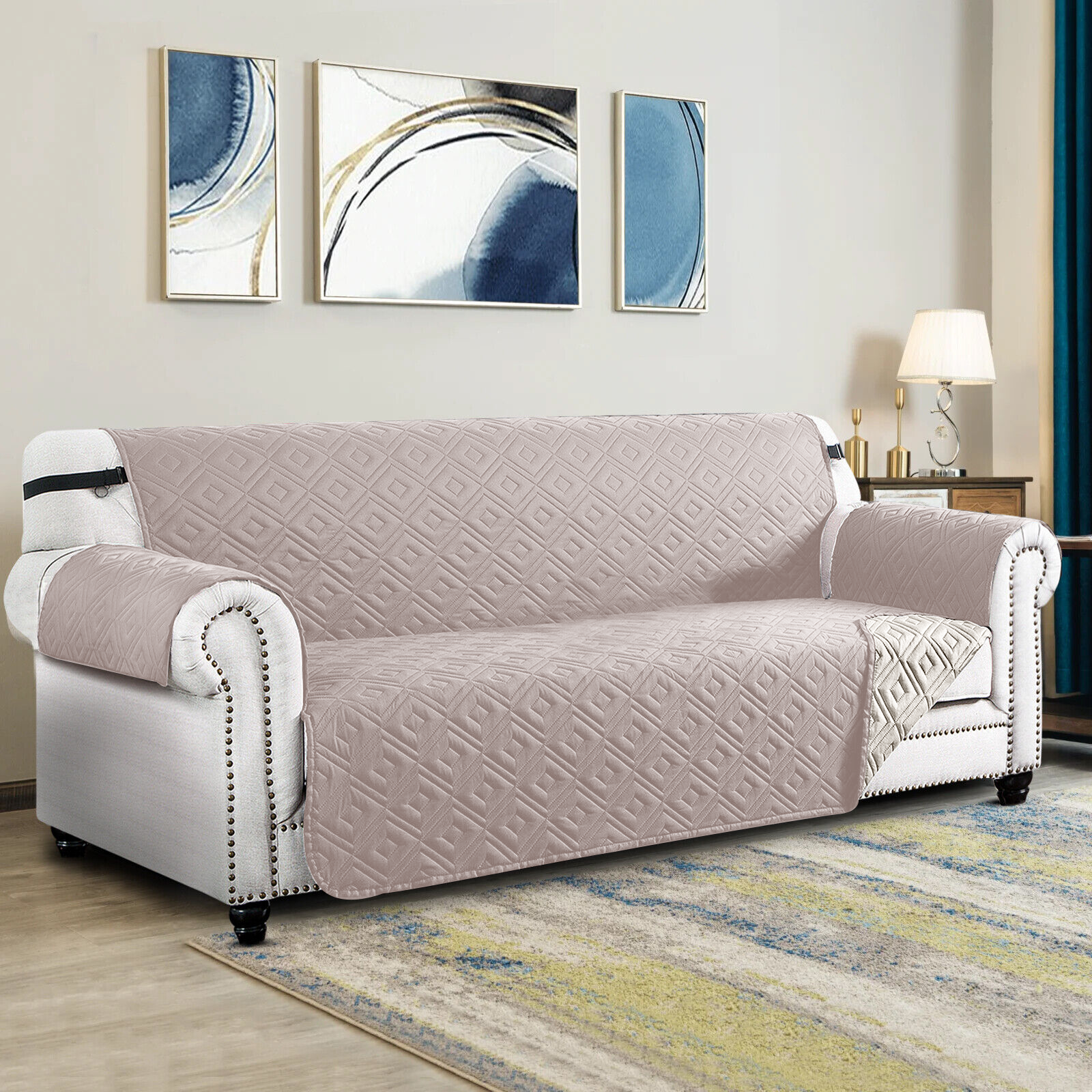 Waterproof Sofa Protector Cover Non Slip Beige