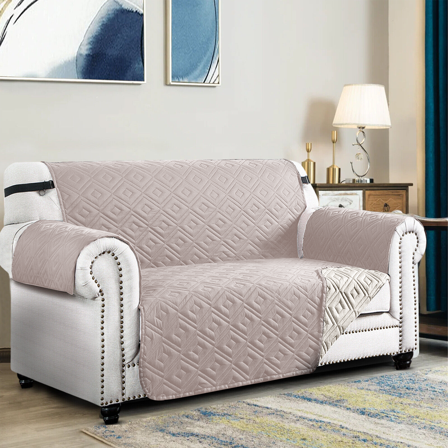 Waterproof Sofa Protector Cover Non-Slip Beige