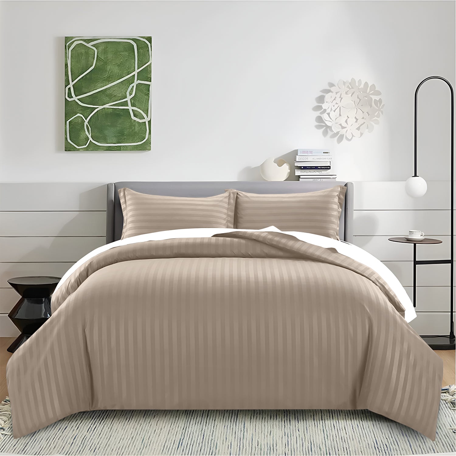 Satin Stripe Duvet Cover Set Luxury Hotel Style Bedding Single Double King Super King Size