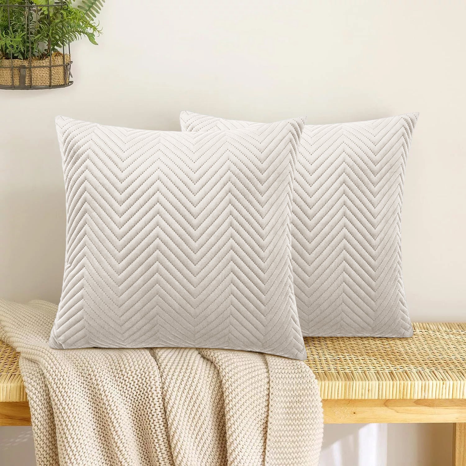 beige embossed cushion covers