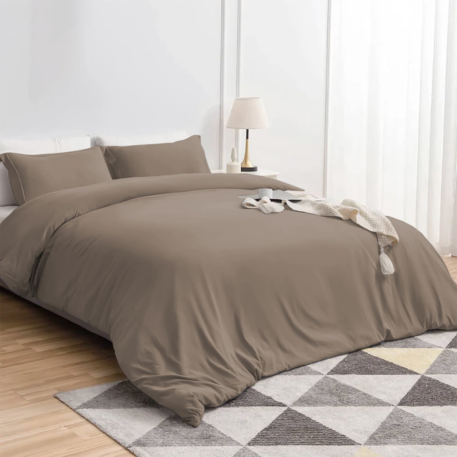 Plain Duvet Cover with Pillowcase Set