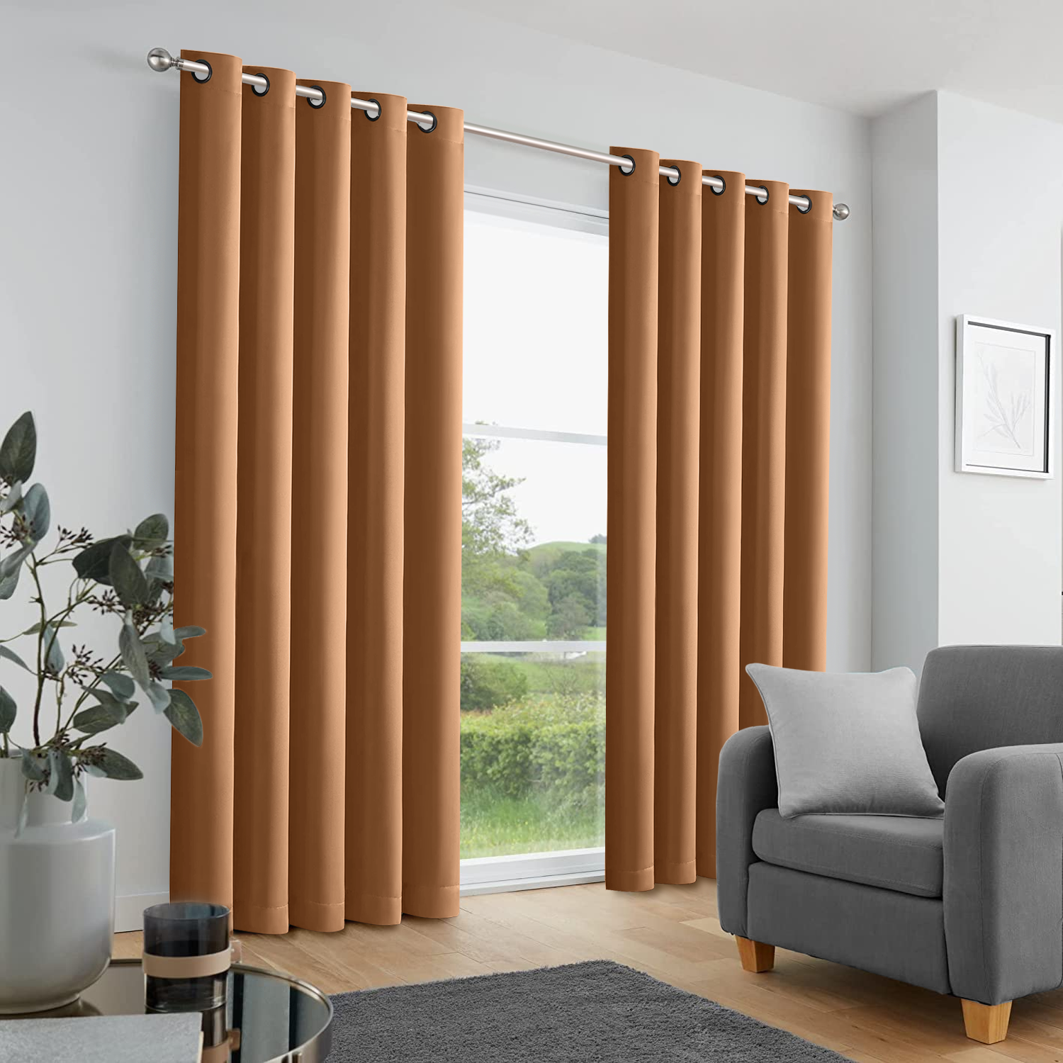 Plain Blackout Eyelet Curtains