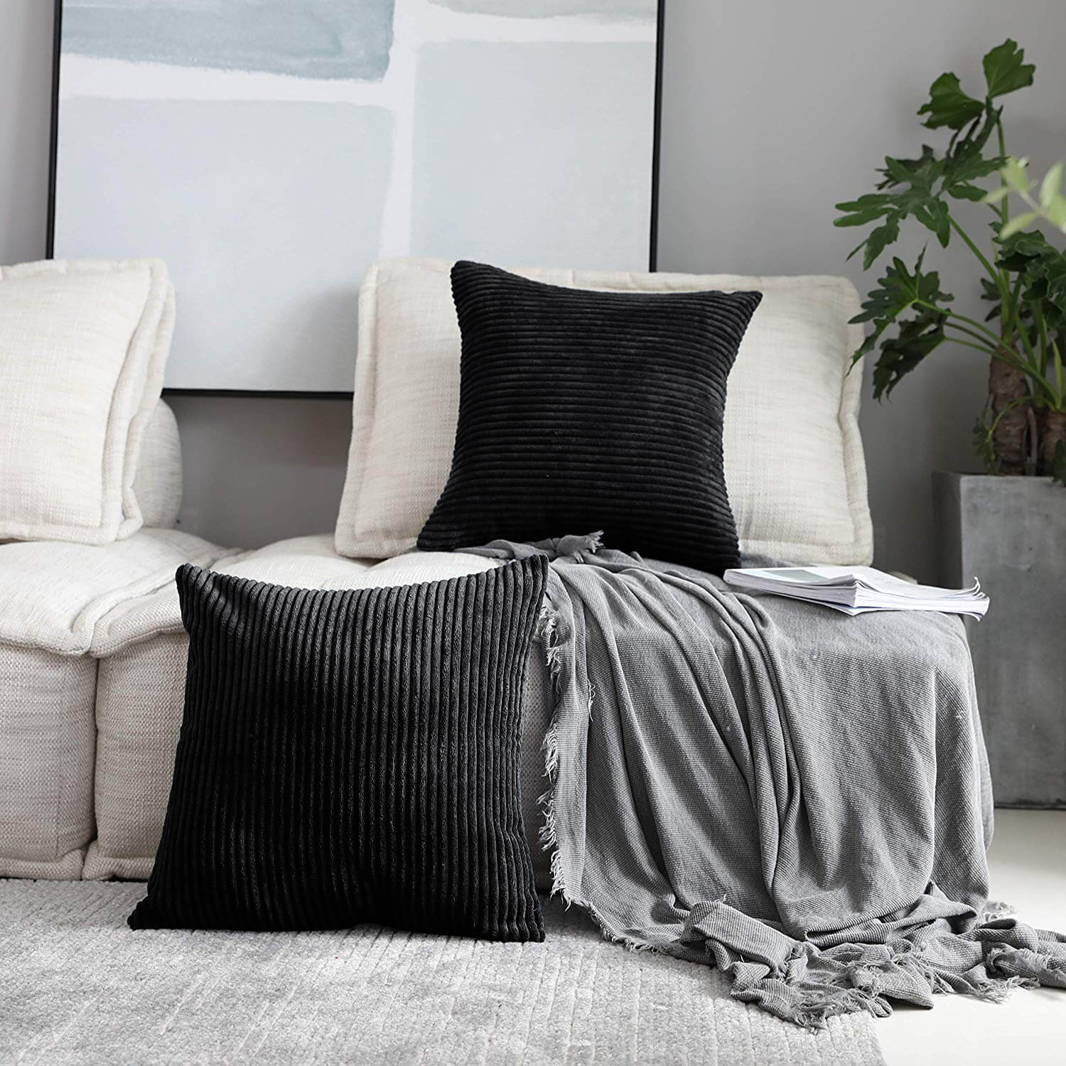 Striped Velvet Cushion Covers