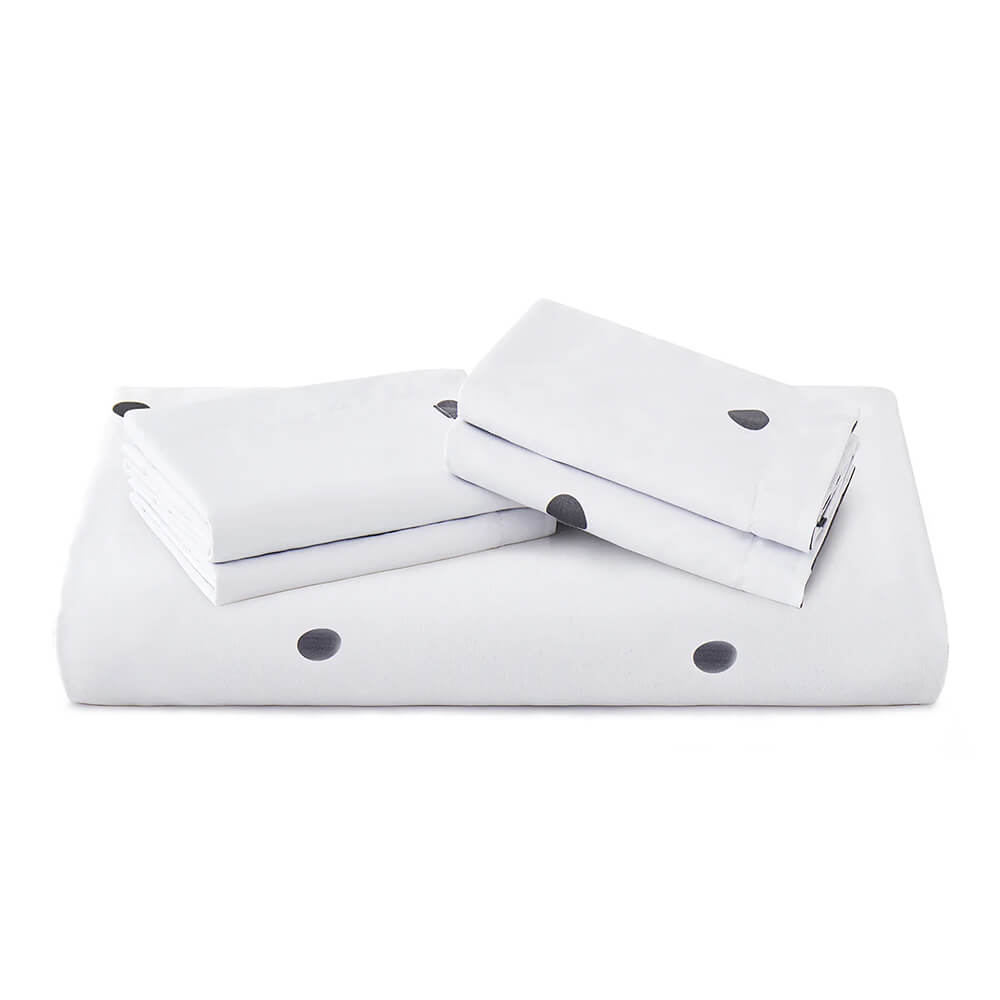 Polka Dot Printed Duvet Cover Set White and Grey