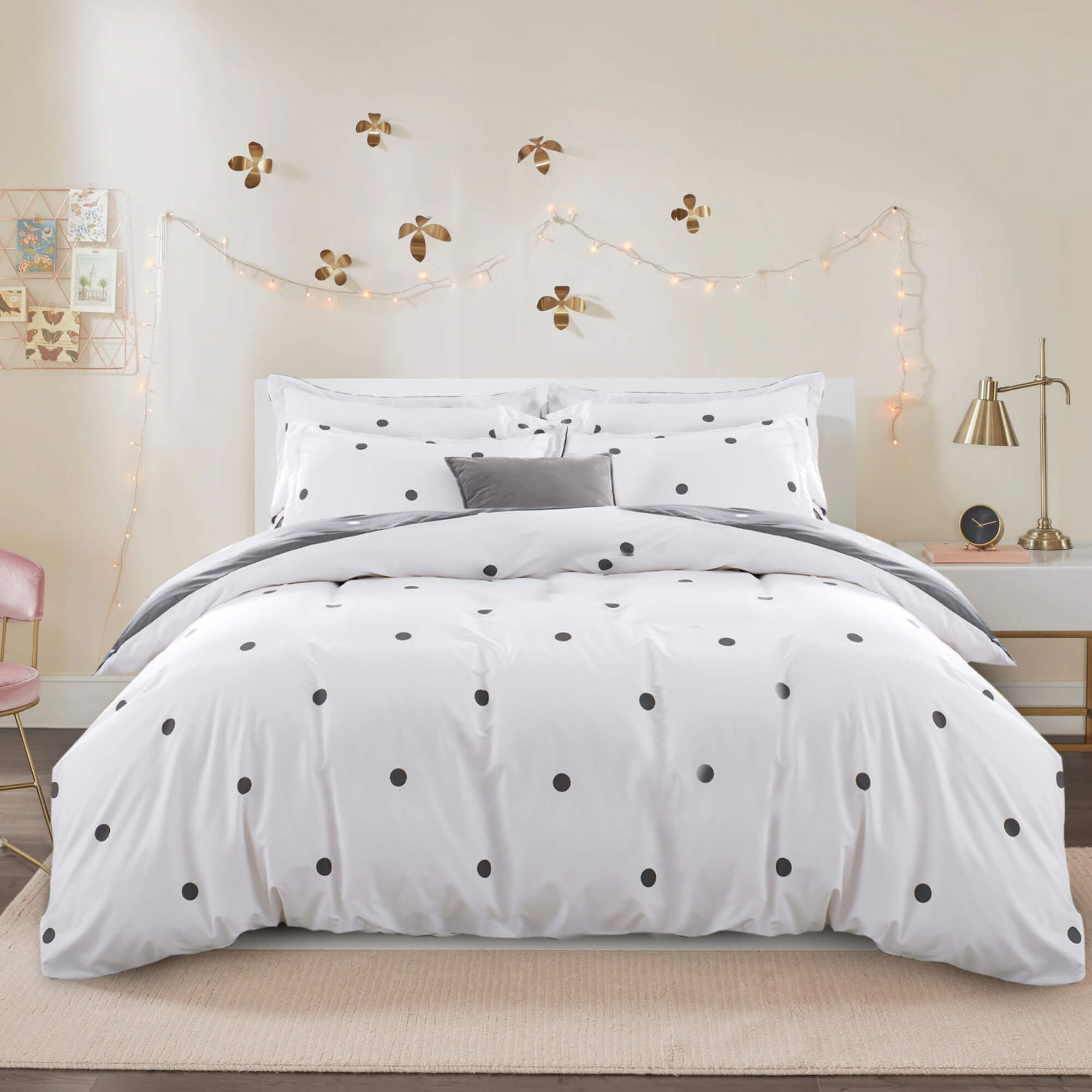 Polka Dot Printed Duvet Cover Set