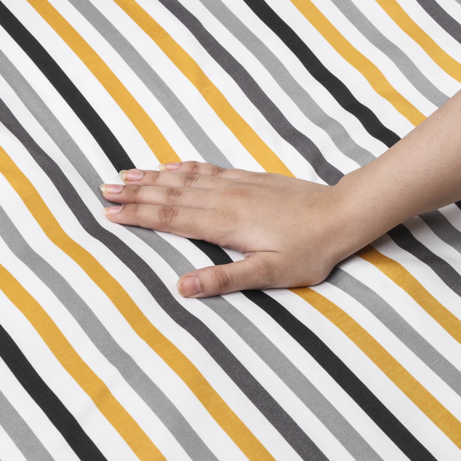 Printed Duvet Cover Ochre Stripe