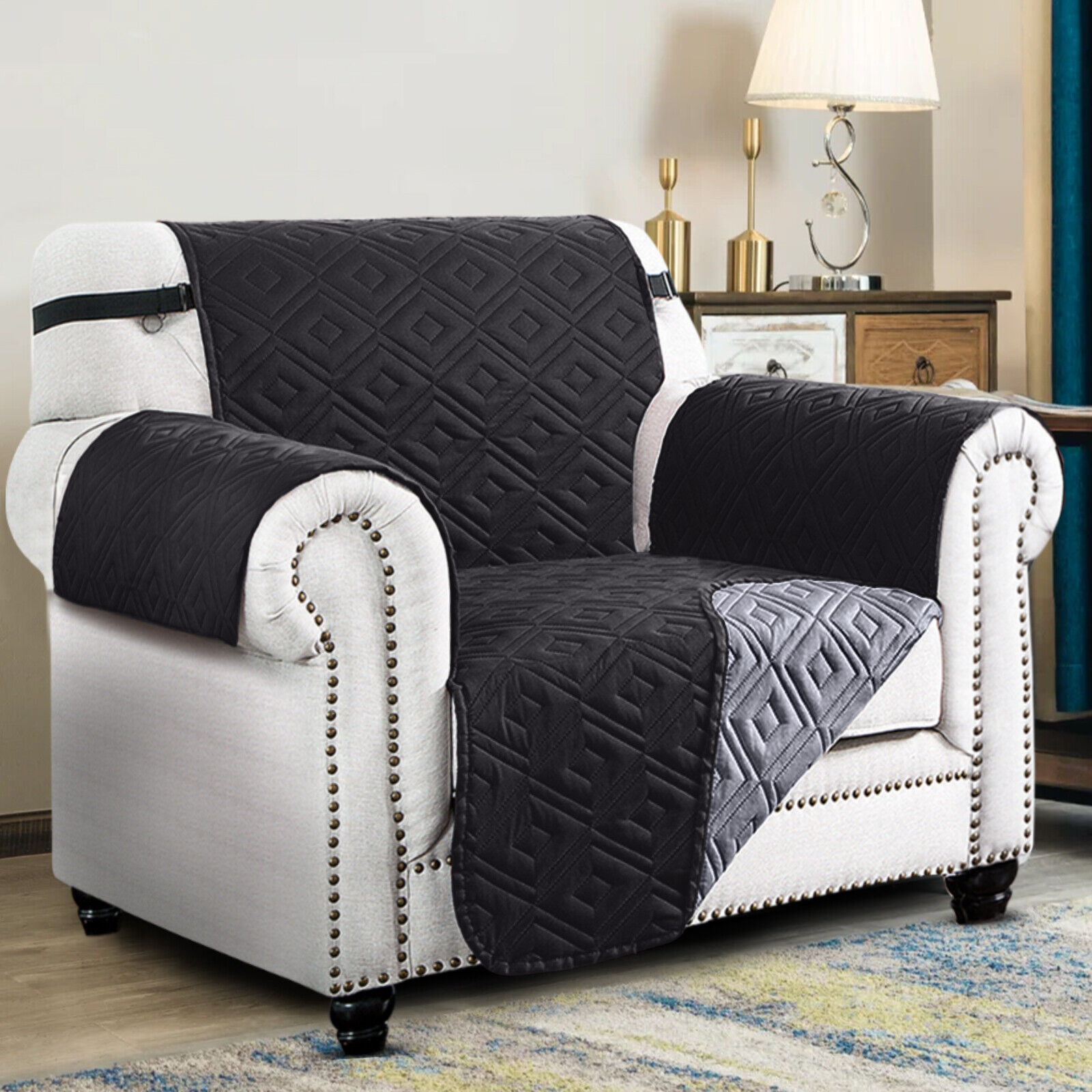 Non-Slip Waterproof Black Sofa Cover