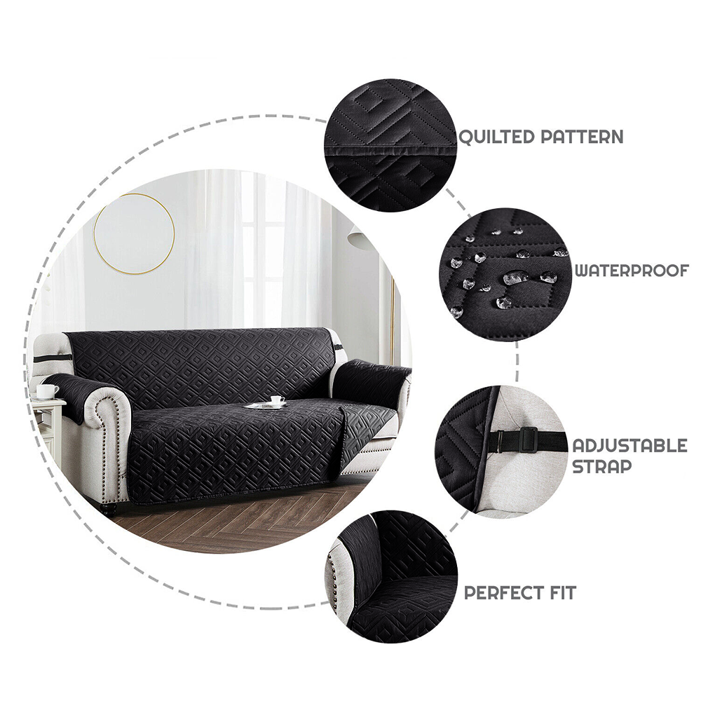 Non-Slip Waterproof Black Sofa Cover