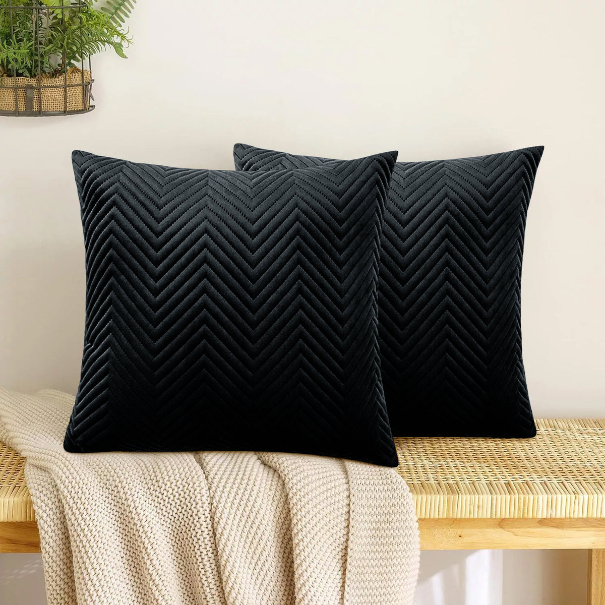 Pack Of 2 Quilted Embossed Cushion Covers