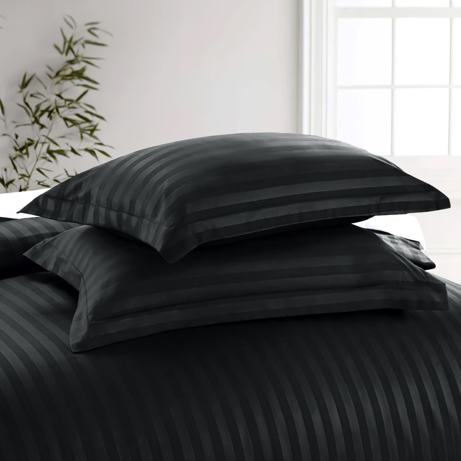 Satin Stripe Duvet Cover Set Luxury Hotel Style Bedding Single Double King Super King Size