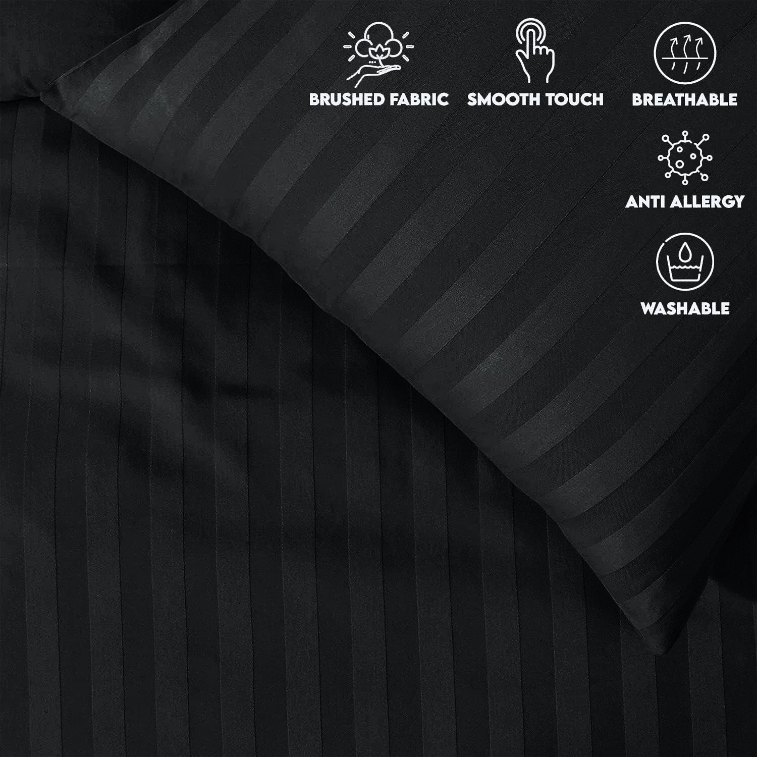 4 Piece Stripe Bedding Set - Duvet Cover, Pillowcases & Fitted Sheet