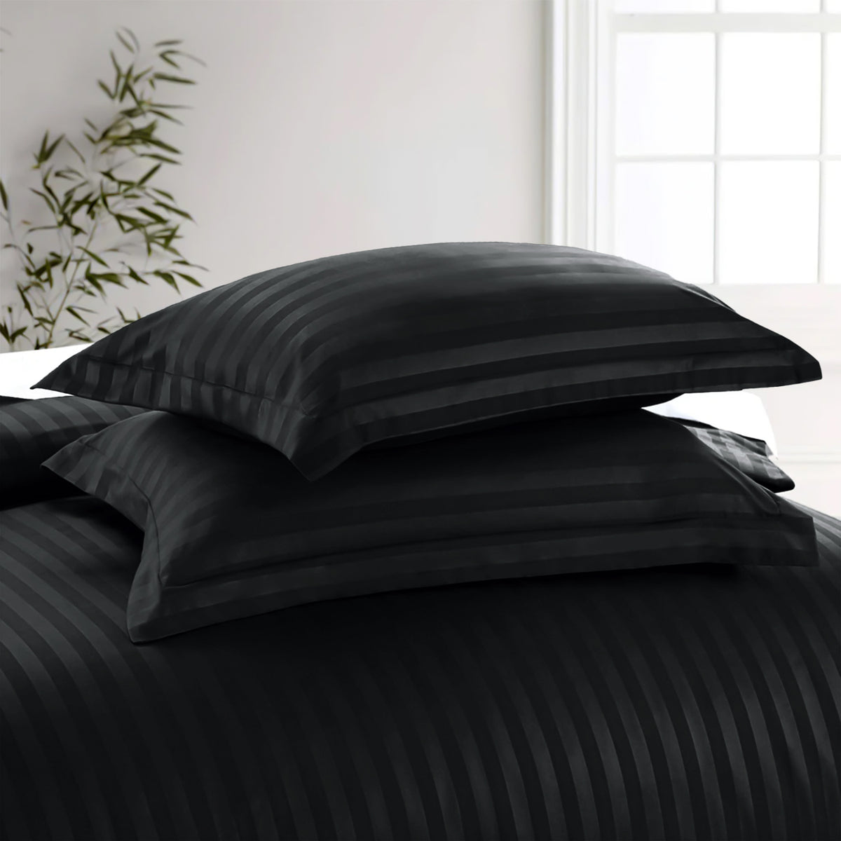 Satin Stripe Duvet Cover Set Luxury Hotel Style Bedding Single Double King Super King Size