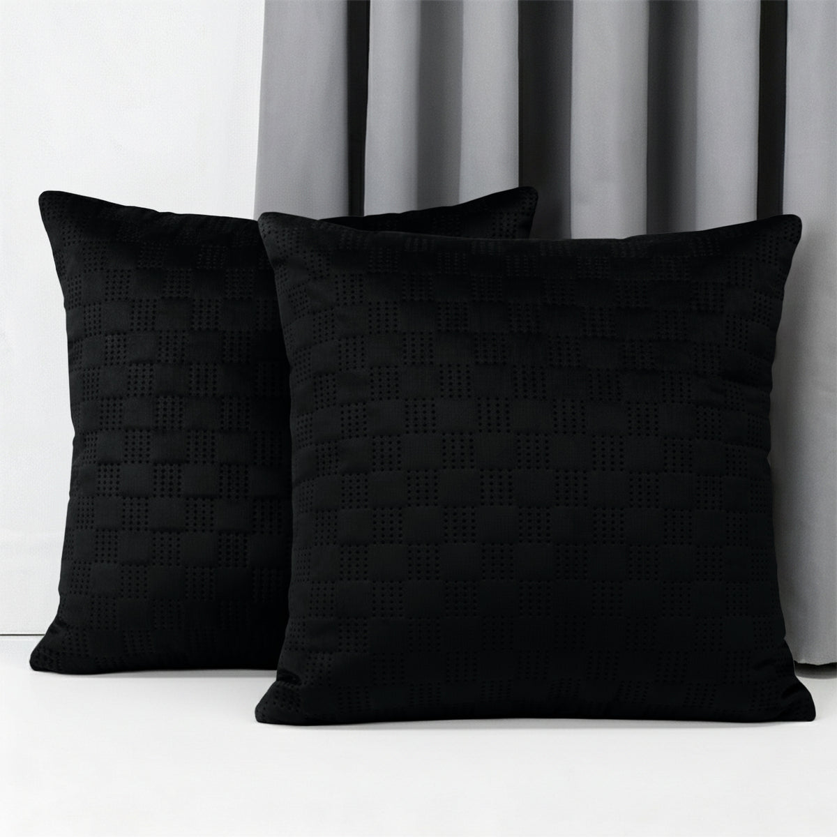 Checked Pattern Velvet Cushion Covers Pack Of 2