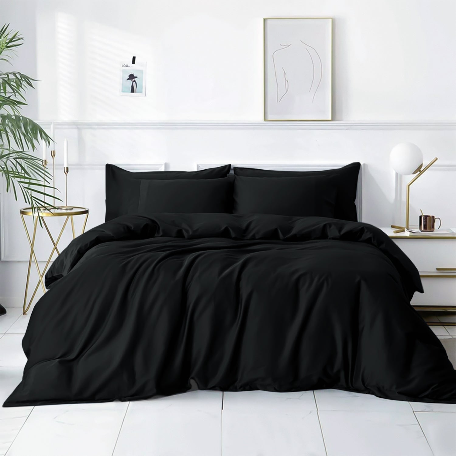 Plain Duvet Cover with Pillowcase Set