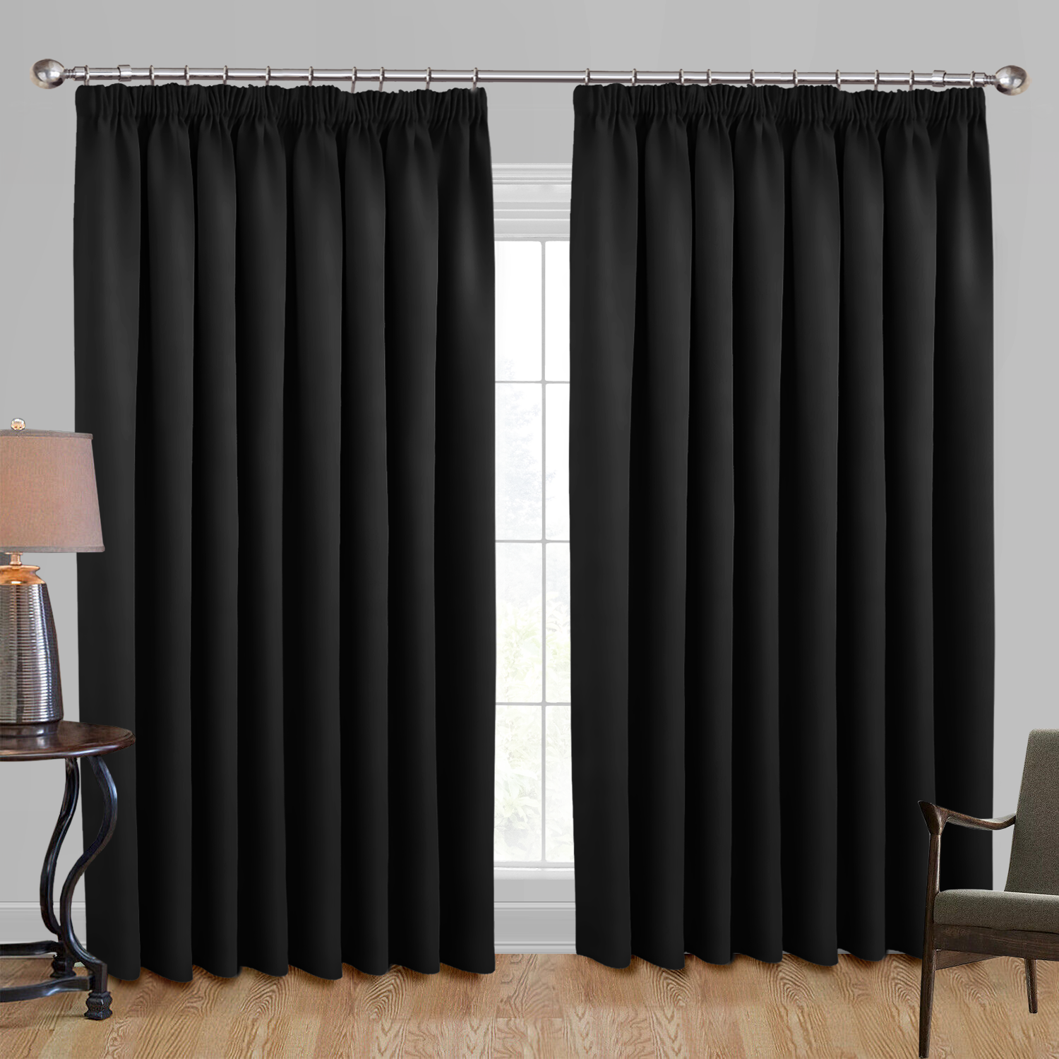Pencil Pleat Blackout Curtains