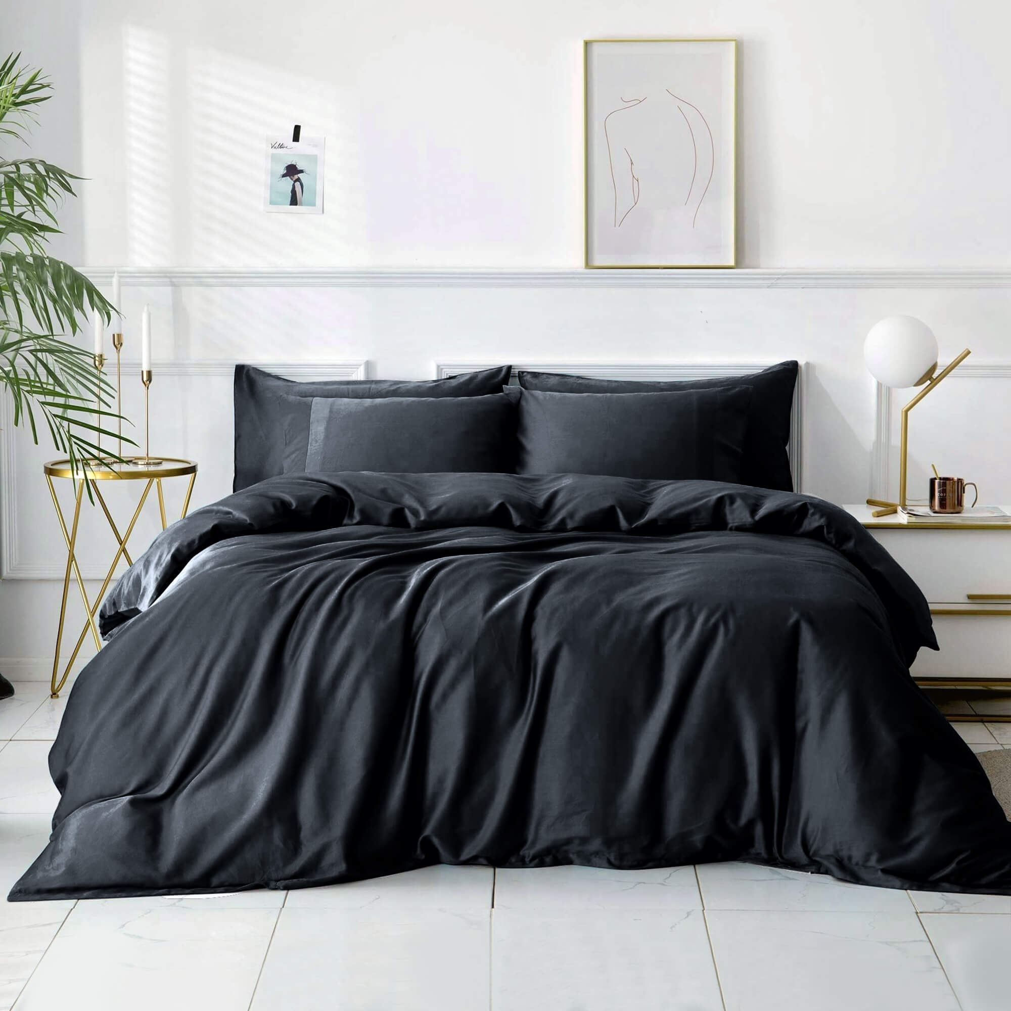 Black Plain Duvet Cover Set