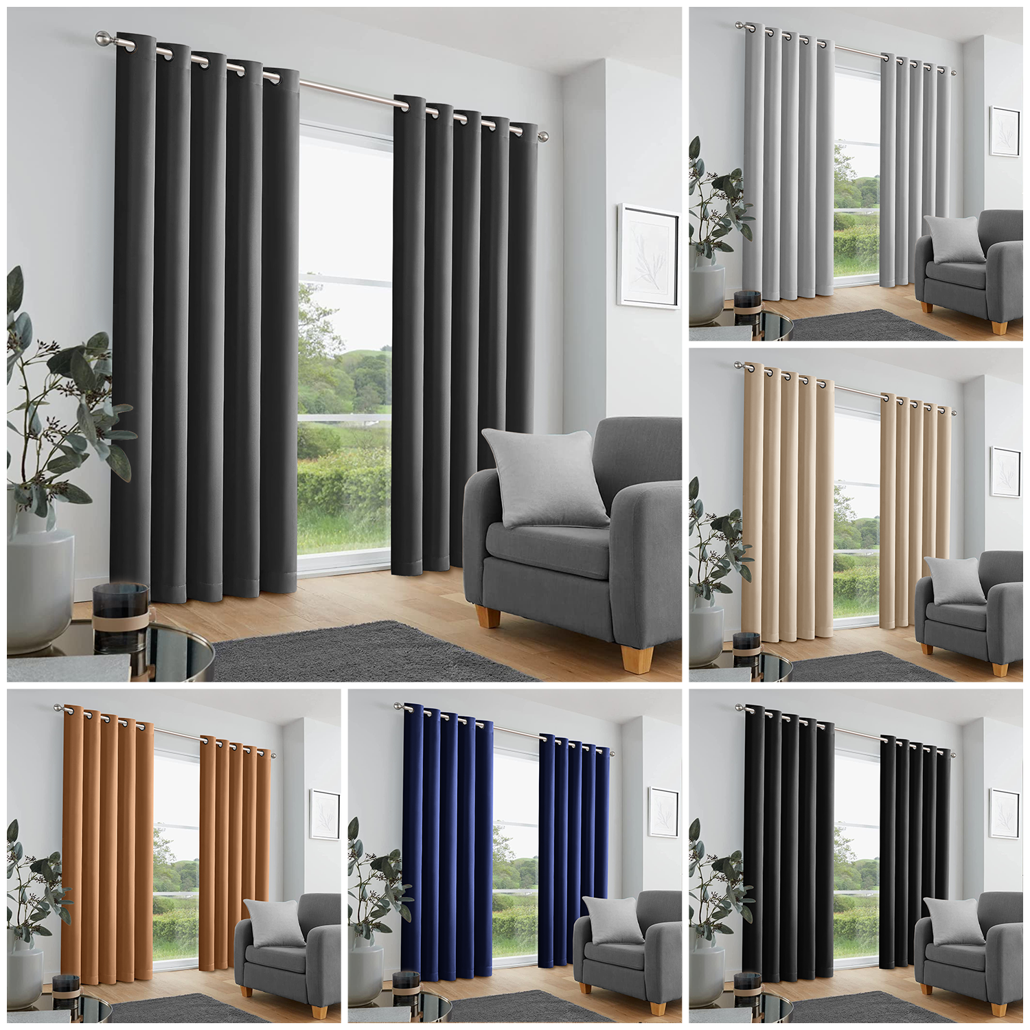 Plain Blackout Eyelet Curtains