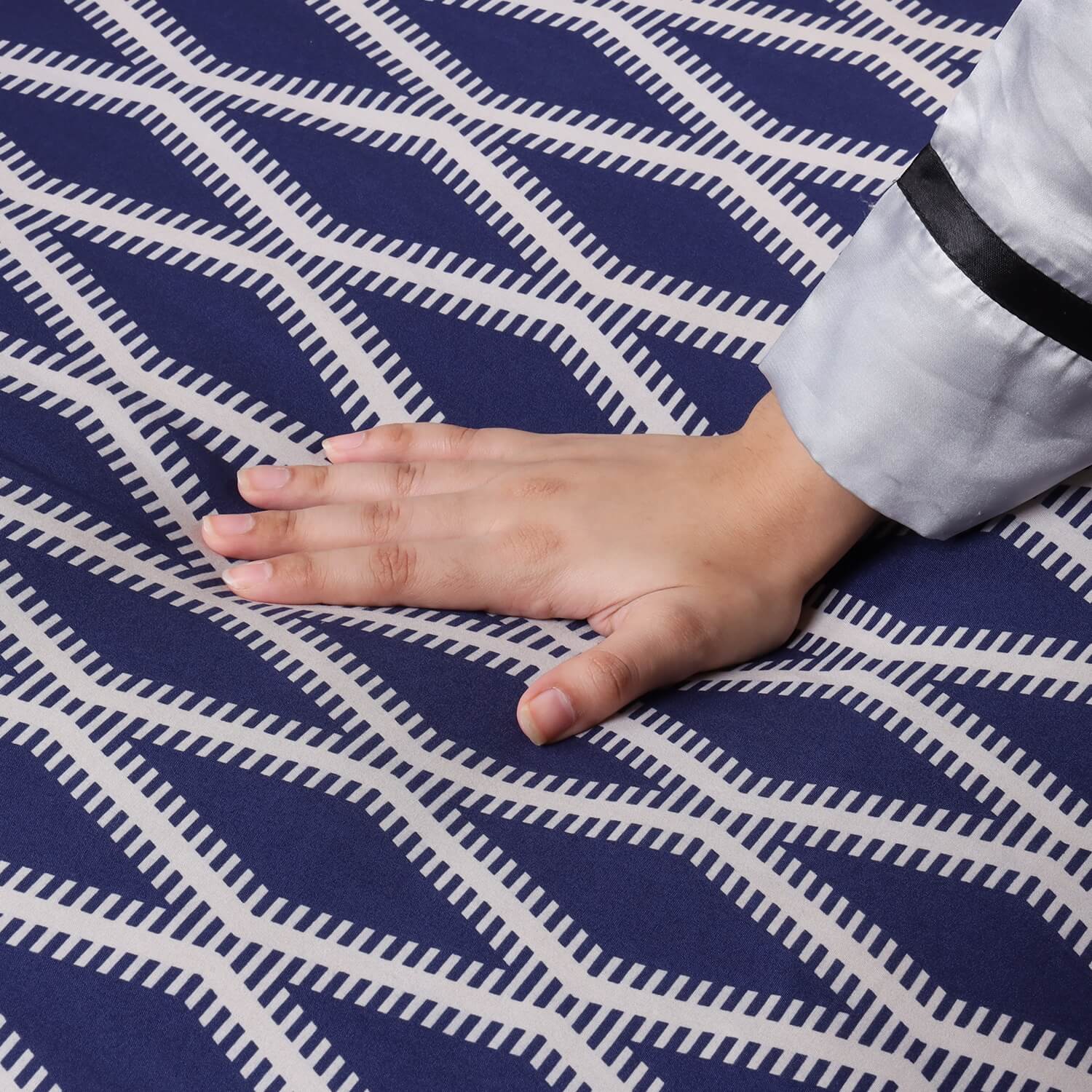 Printed Duvet Cover Navy Check