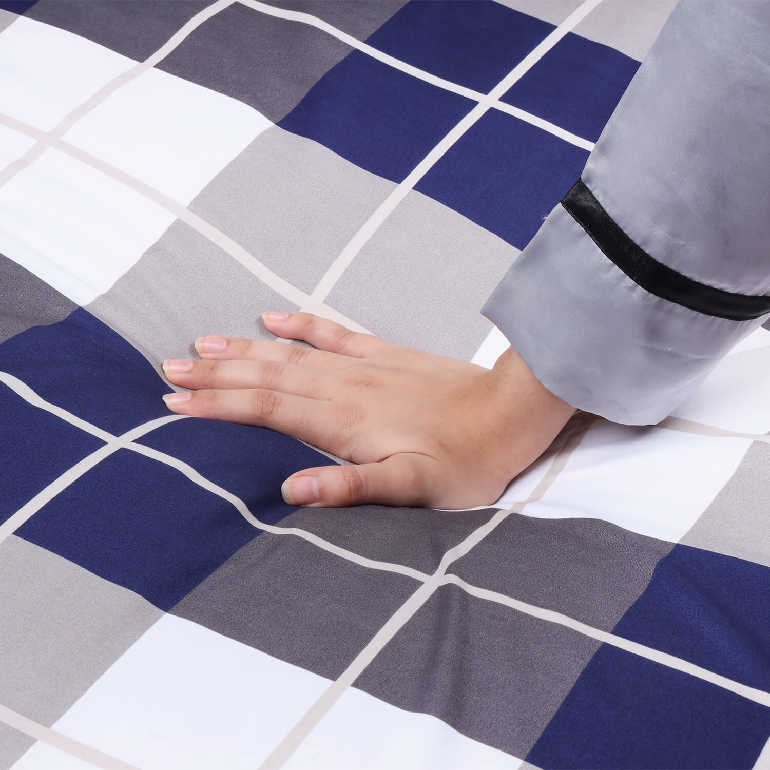 Printed Duvet Cover Navy Check