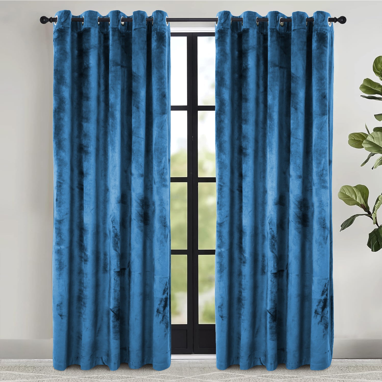 Velvet Eyelet Curtains Ready Made