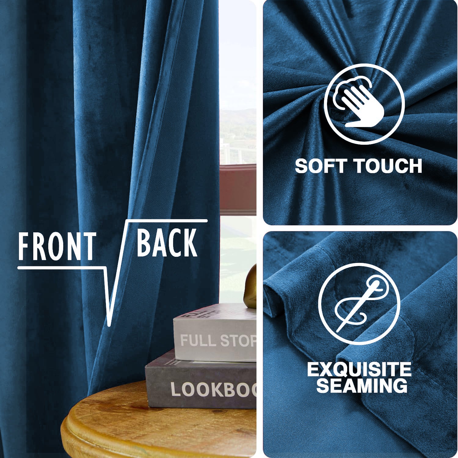 Velvet Eyelet Curtains Ready Made