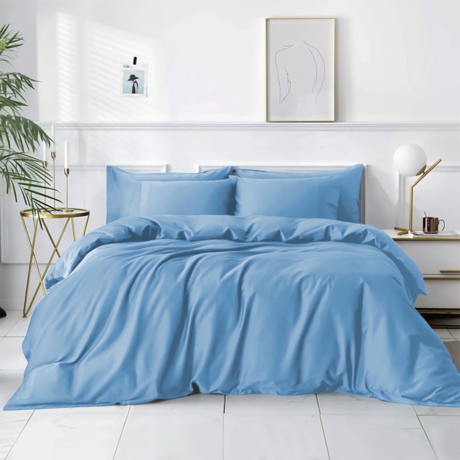 Plain Duvet Cover with Pillowcase Set