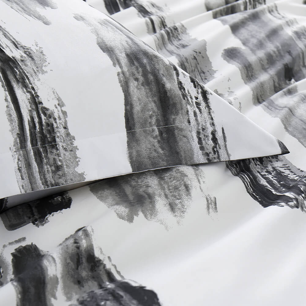 Black & White Brushed Printed Duvet Cover Set