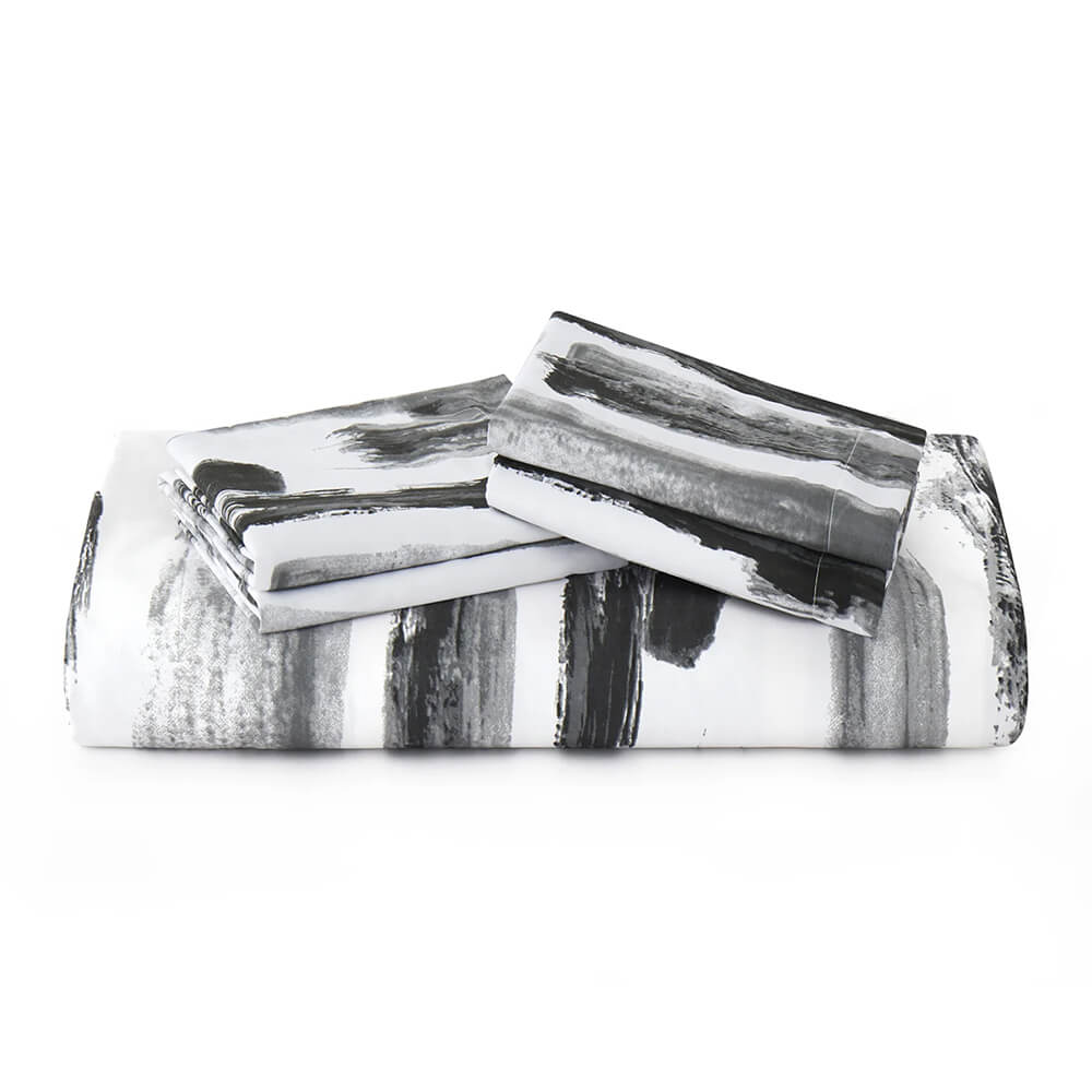 Black & White Brushed Printed Duvet Cover Set