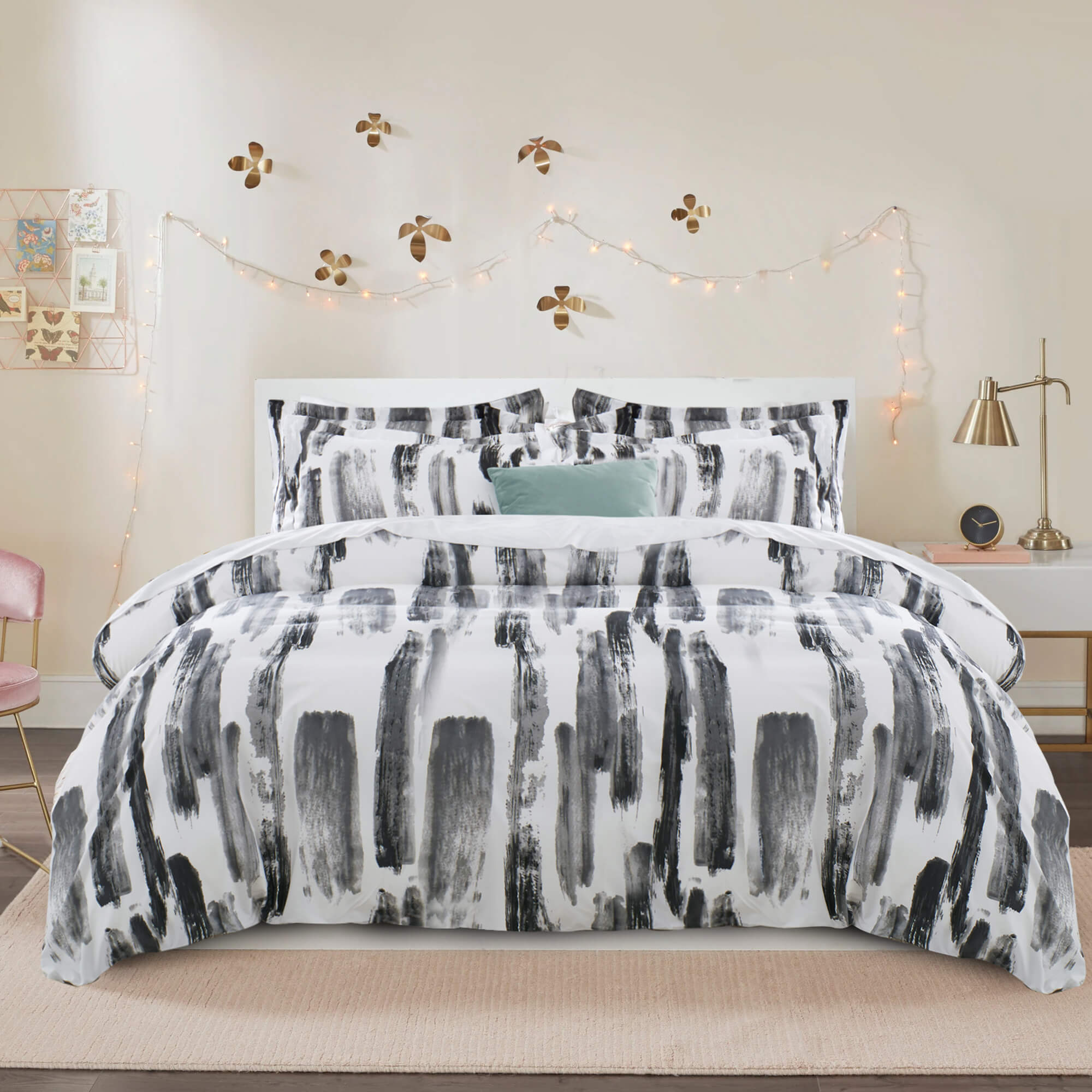 Black & White Brushed Printed Duvet Cover Set