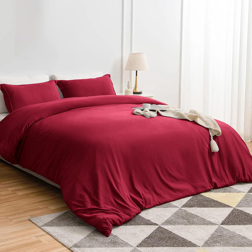 Plain Duvet Cover with Pillowcases Set
