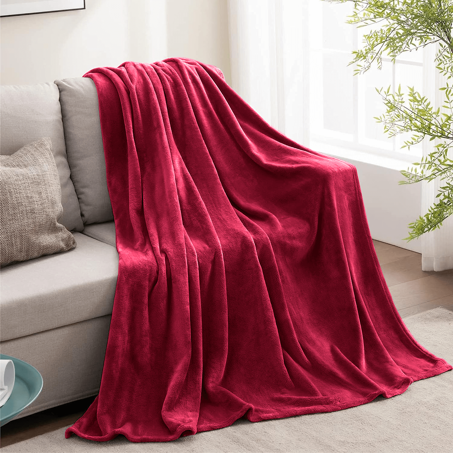 Burgundy Fleece Throw Blanket