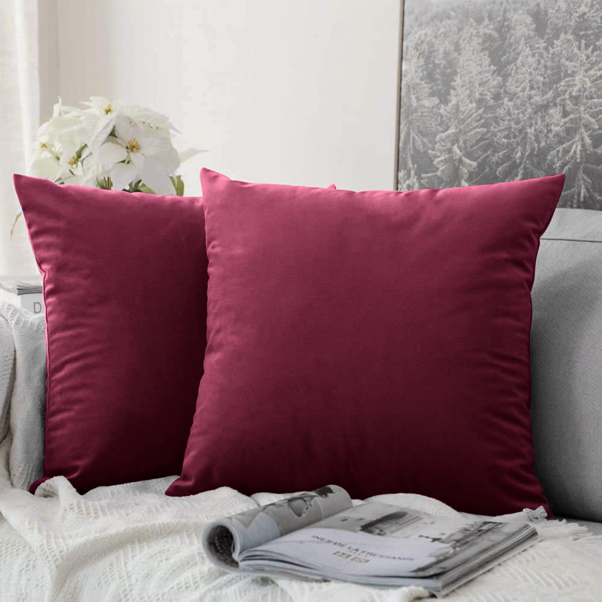 Burgundy Cushion Covers 45x45