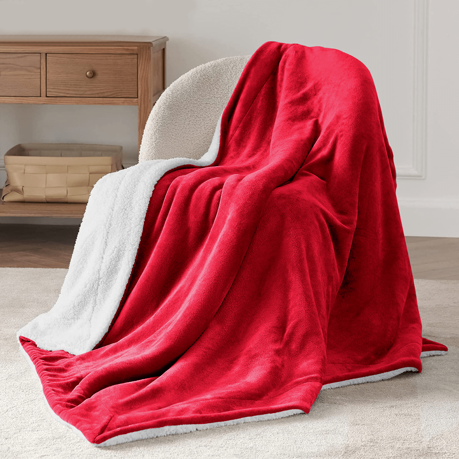 Burgundy Sherpa Throw Blanket