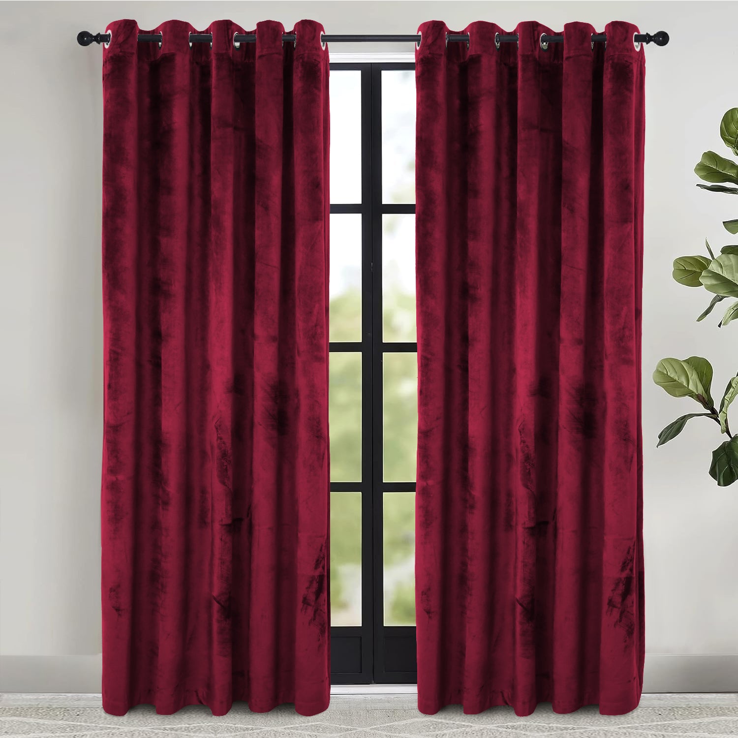 Velvet Eyelet Curtains Ready Made