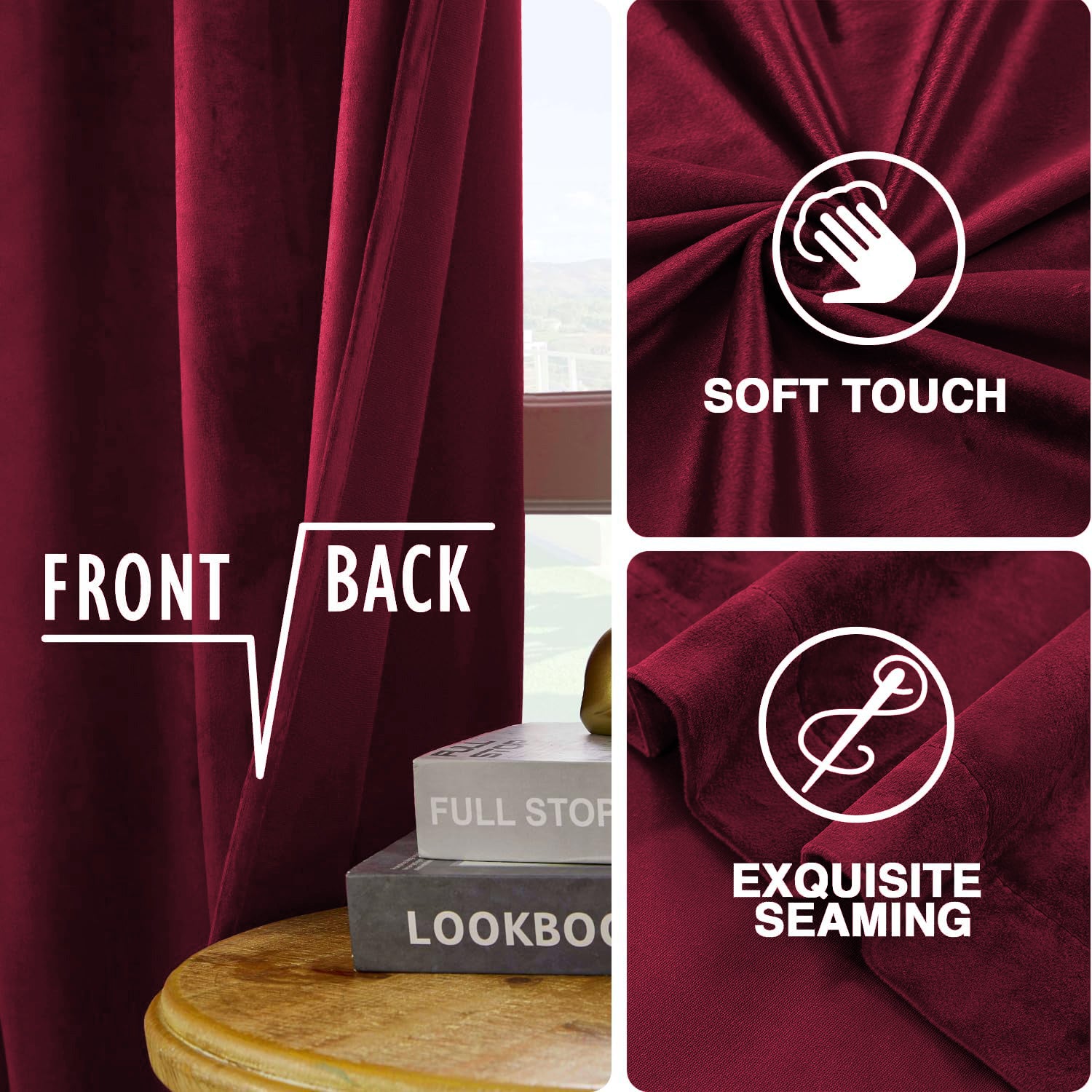 Velvet Eyelet Curtains Ready Made