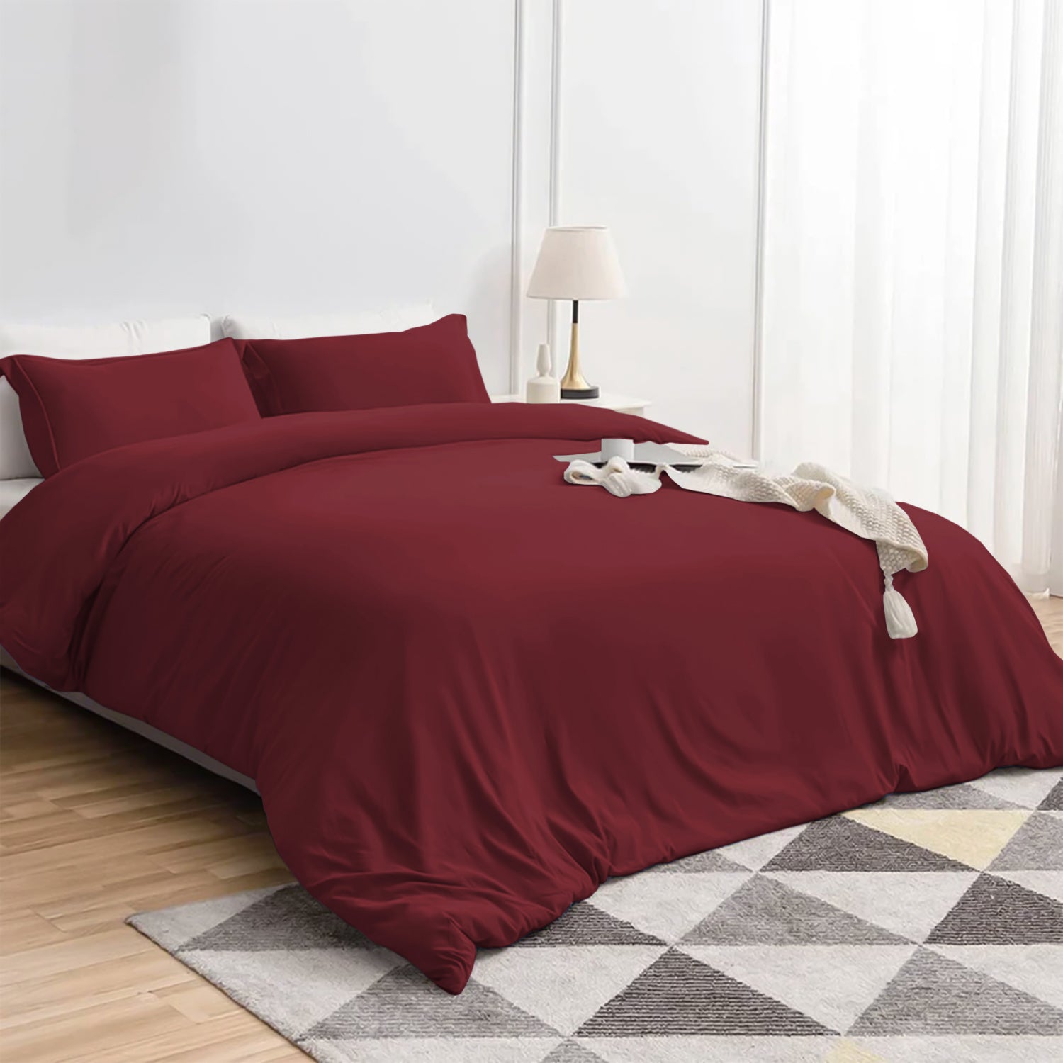 Plain Duvet Cover with Pillowcase Set