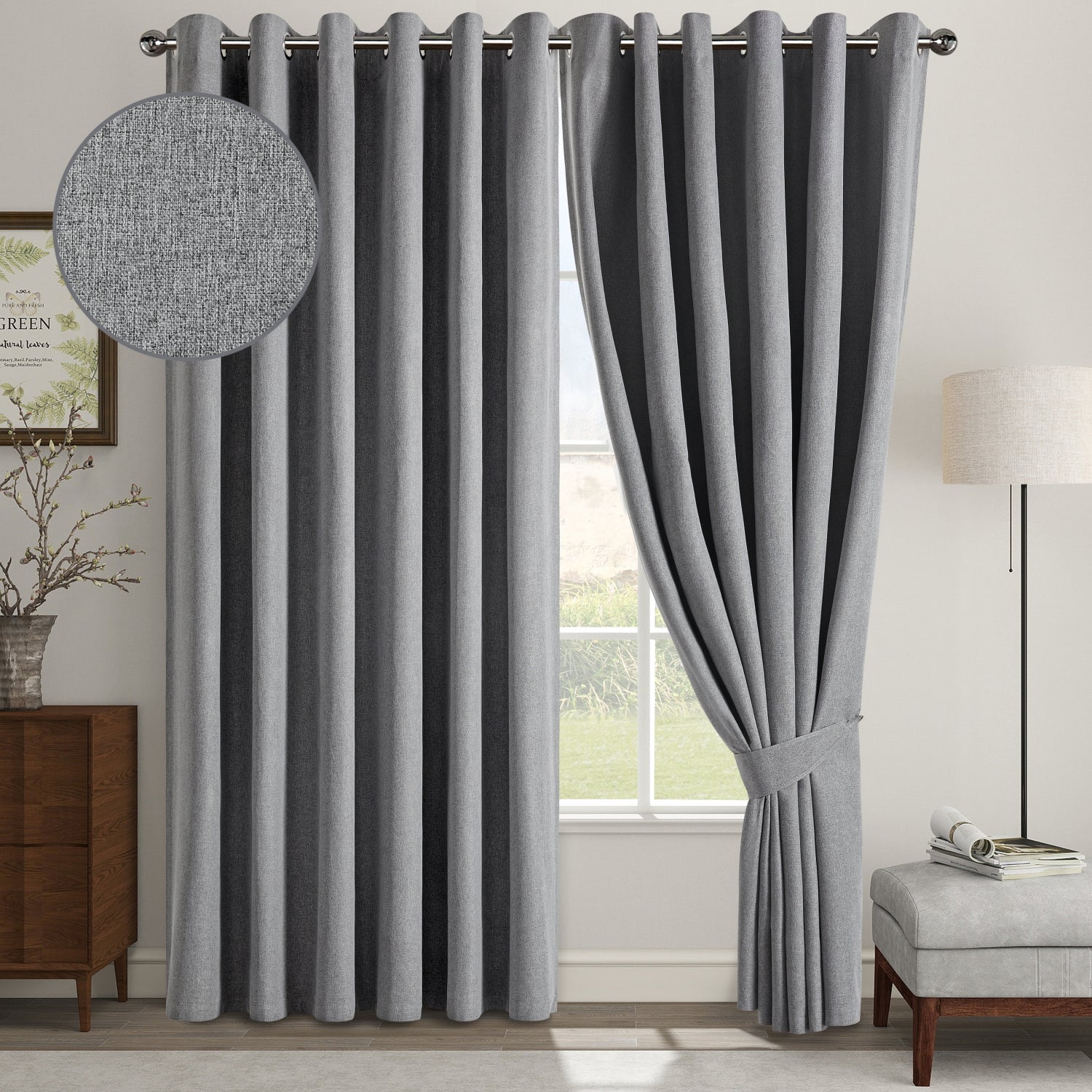 135 GSM Eyelet Ready Made Blackout Curtains For Living Room